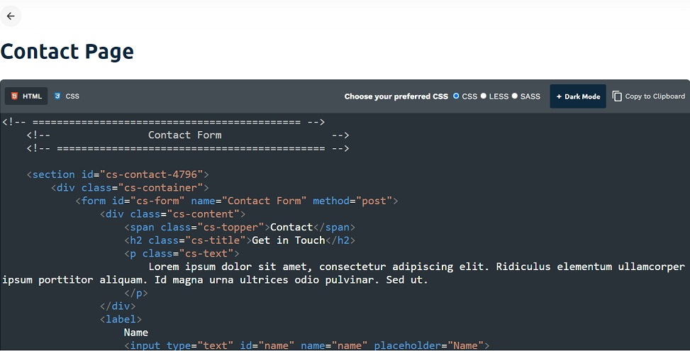 screenshot of code box