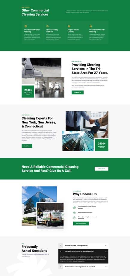website screenshot of a cleaning company