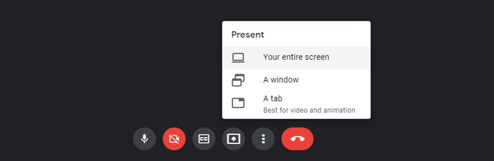 screenshot of presenting